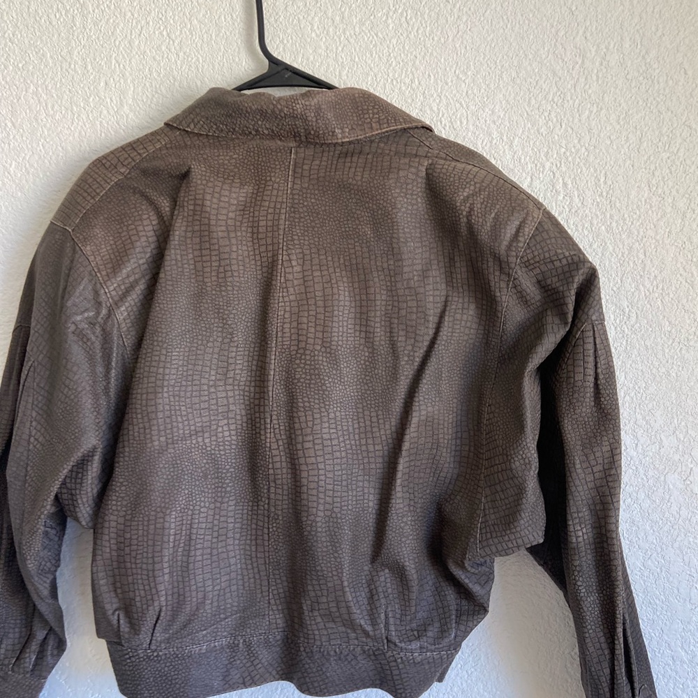 Real leather cropped jacket 1980s vintage brown with no flaws by Nebita - Picture 2 of 8